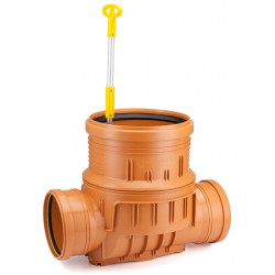 Baza camin PVC 315  1 intrare / 1 ieșire Ø200 cu clapeta antiretur, pentru teava lisa