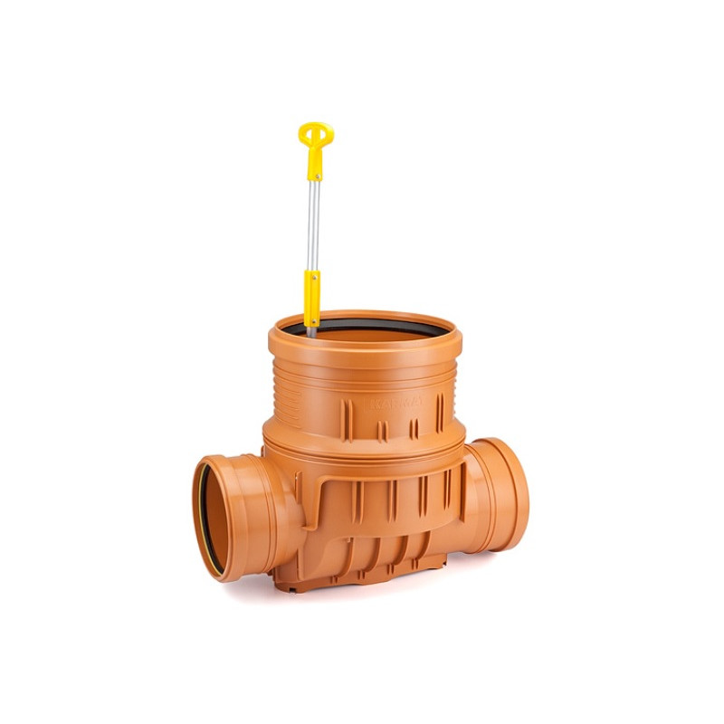 Baza camin PVC 400  1 intrare / 1 ieșire Ø200 cu clapeta antiretur pentru teava lisa